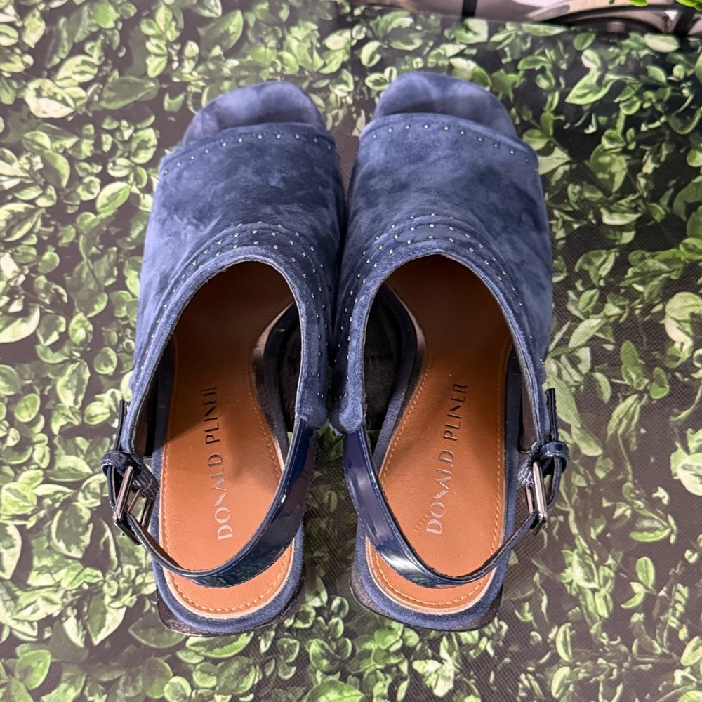 Donald J. Pliner Dark Blue Open-Toe Block Heels - Picture 7 of 14